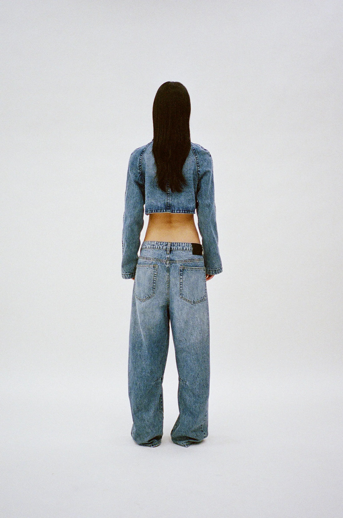 PRIX DENIM STONE WASHED WIDE DENIM JEANS INDIGO