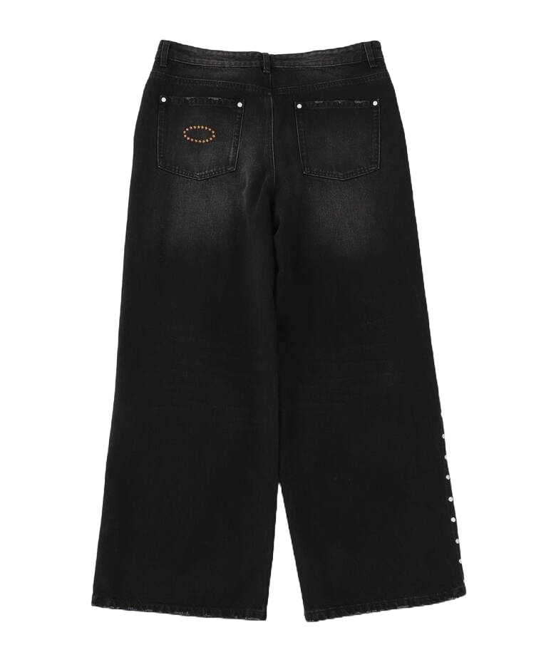 AFB SUPER BAGGY STUDDED PANTS (BLACK)