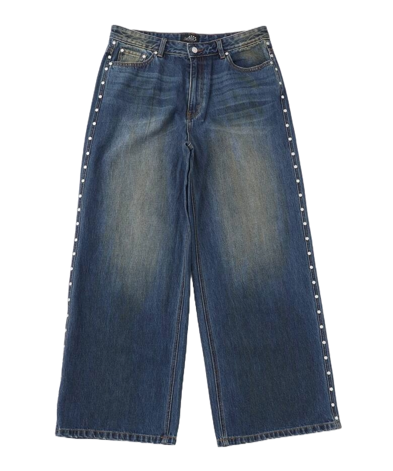 AFB SUPER BAGGY STUDDED PANTS (VINTAGE BLUE)