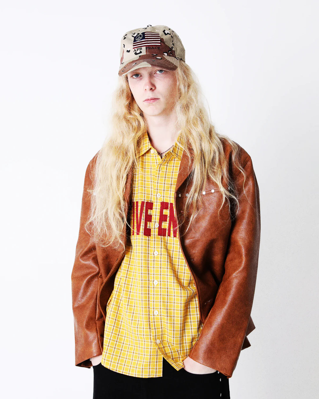 AFB STUDDED CAR COAT (Brown)