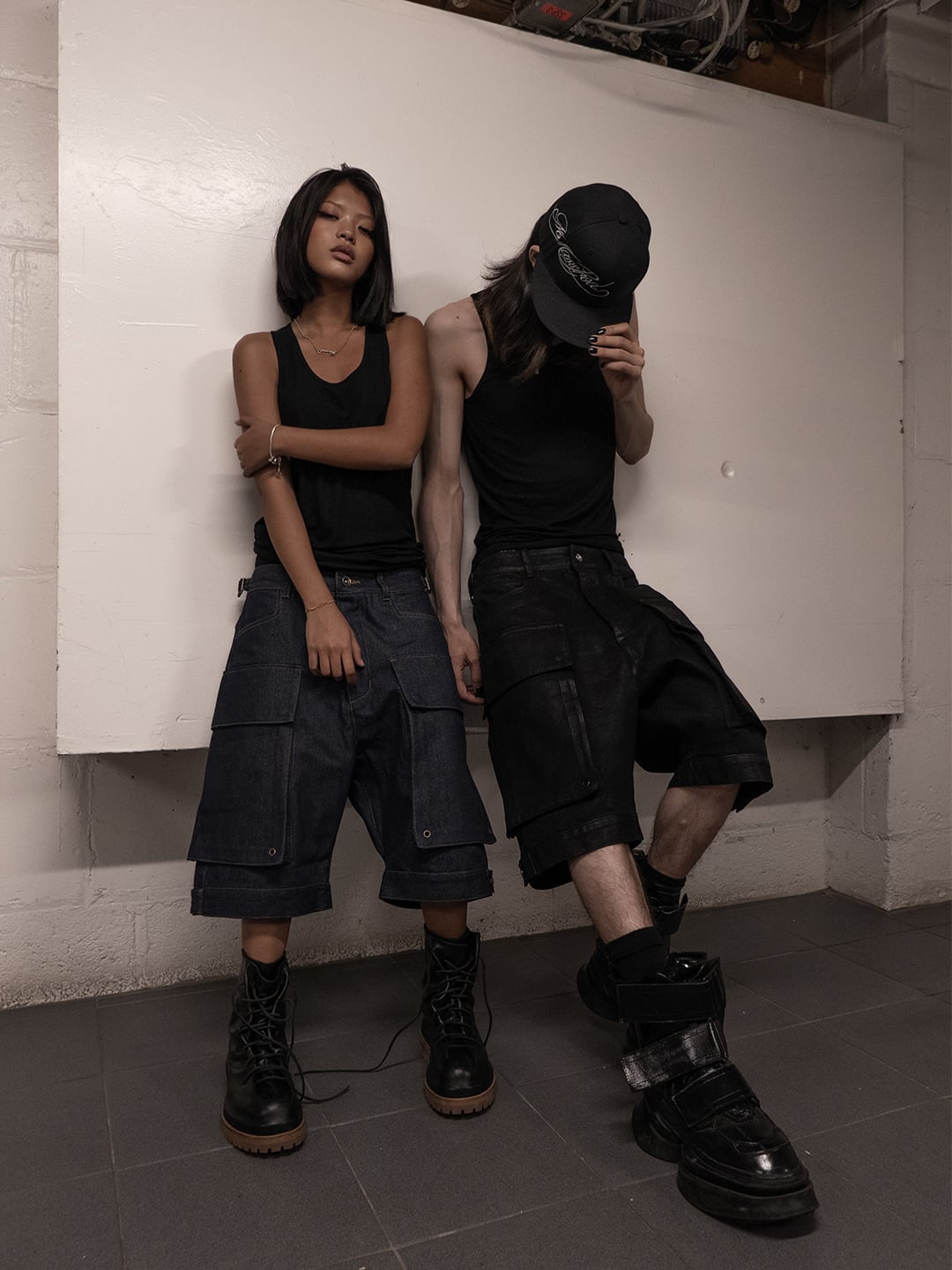 NO MASS PROD. 010GLM BAGGY DENIM SHORTS (BLACK)