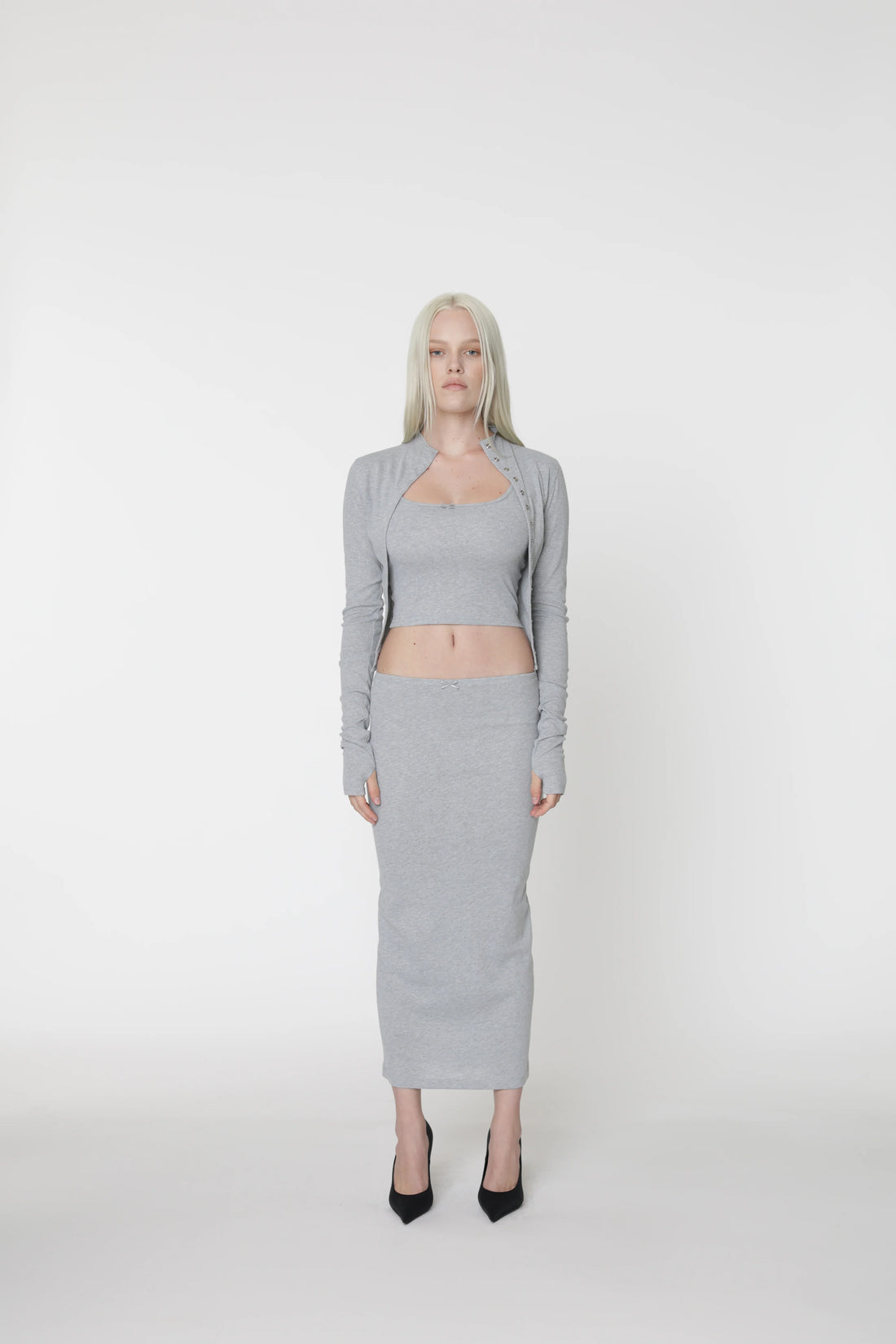 PRIX POINTELLE CARDI HEATHER GREY
