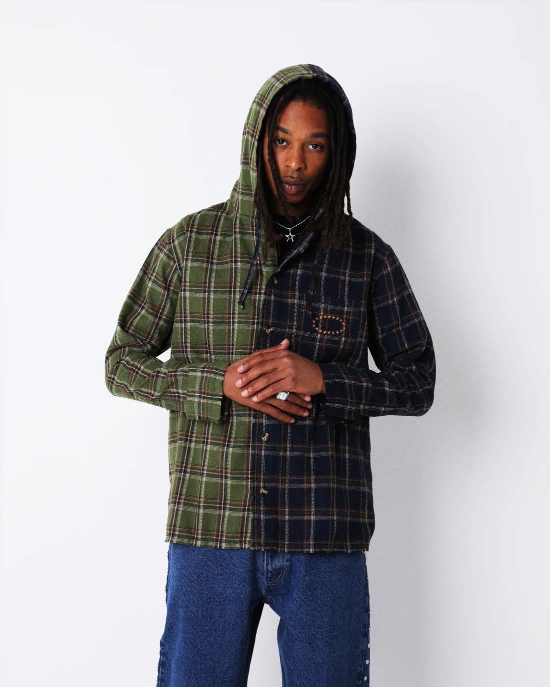 AFB Hooded Shirts (NAVY / GREEN)