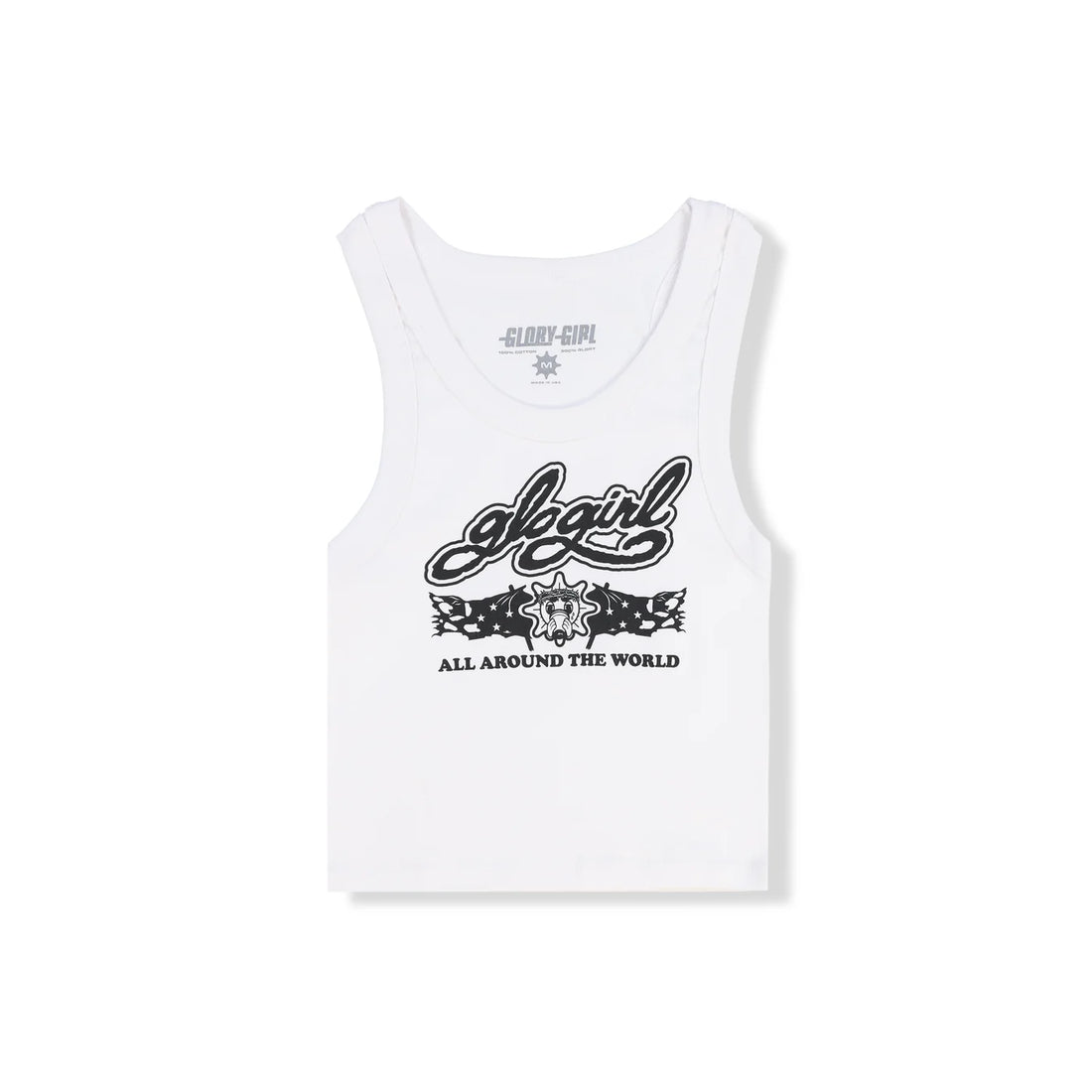 GLO GANG Glo Girl Flag Crop Tank (White)