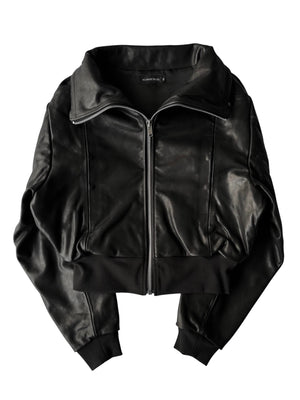 HIGH COLLAR LEATHER JACKET