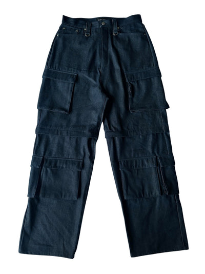 NO MASS PROD. 015RAW 2WAY CARGO BAGGY JEANS (INDIGO)
