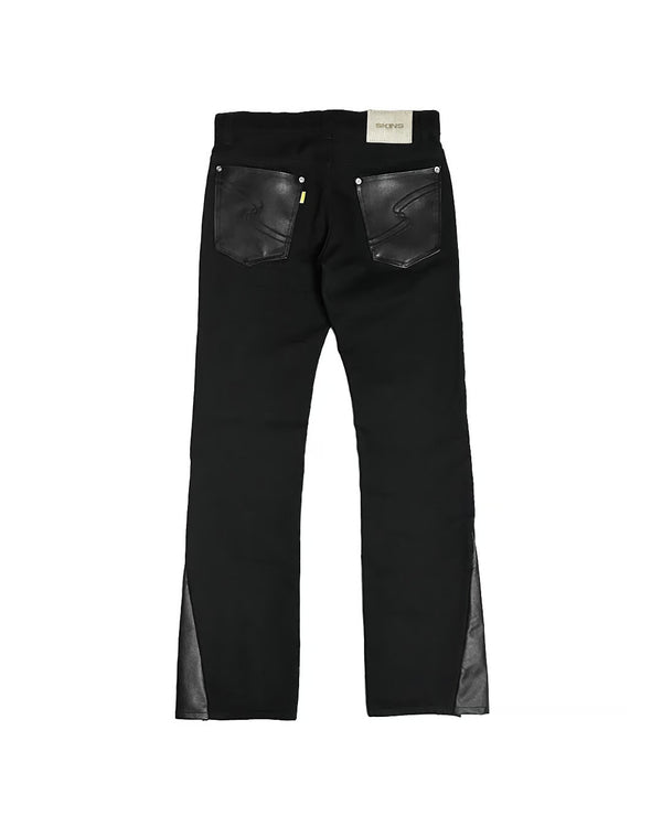 SKINS LEATHER SLID DENIM PANTS (BLACK)
