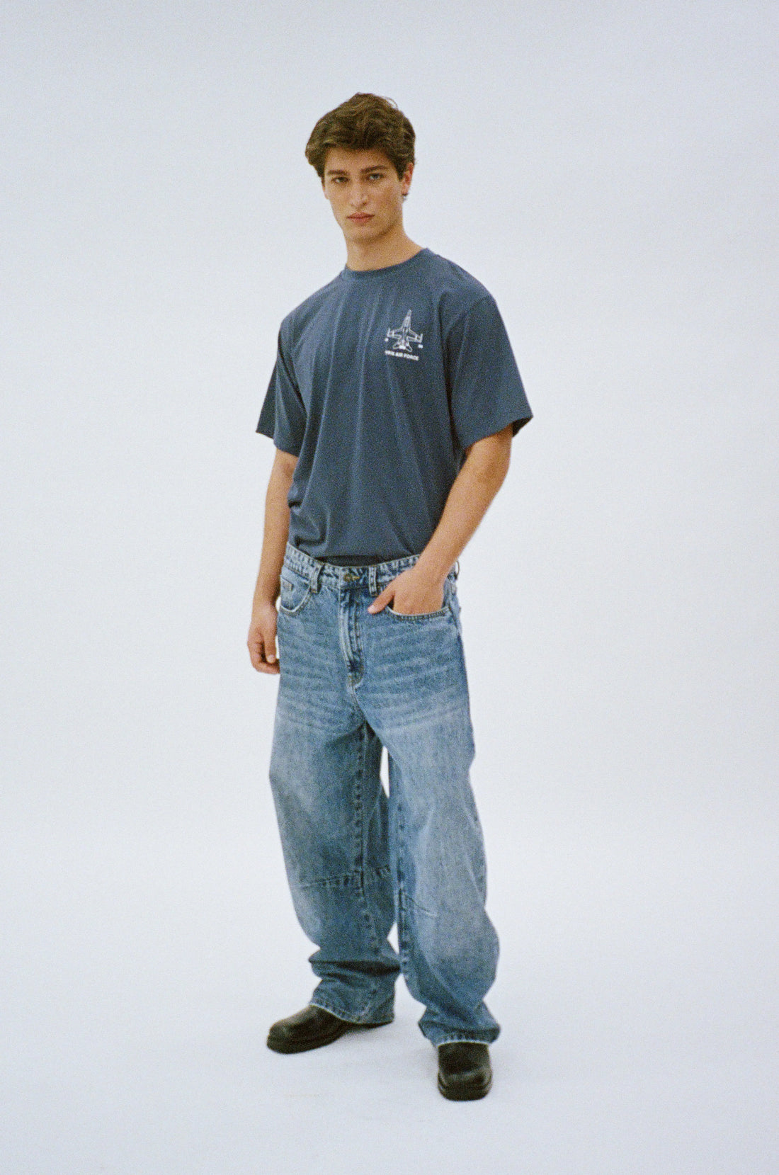 PRIX DENIM STONE WASHED WIDE DENIM JEANS INDIGO