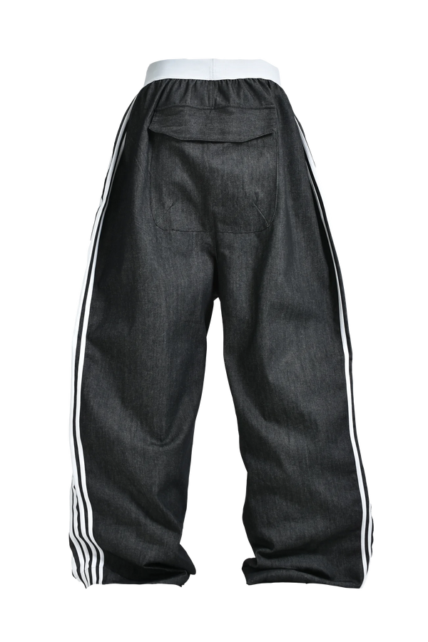 YORI SPORT 5 STRIPE ELASTIC DENIM (BLACK / WHITE)
