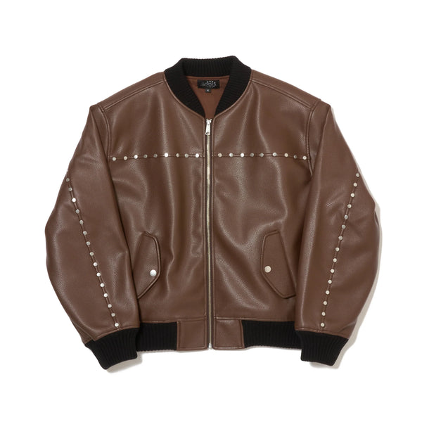 AFB STUDDED BOMBER JACKET (BROWN)