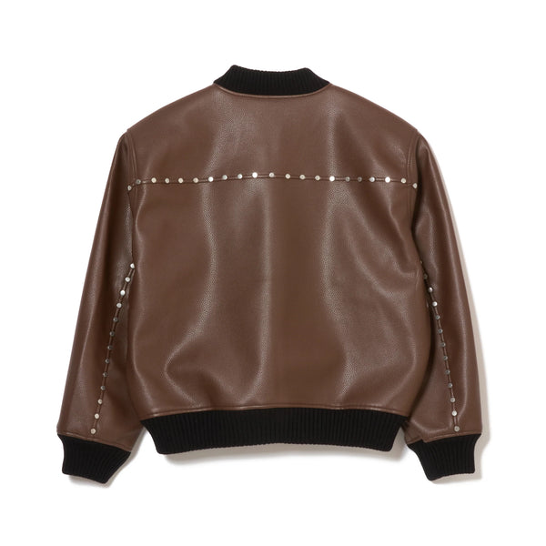 AFB STUDDED BOMBER JACKET (BROWN)