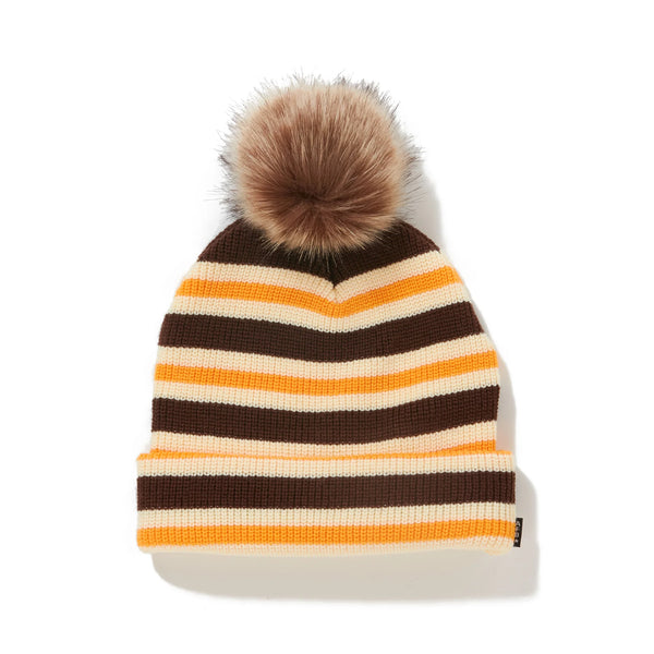 AFB POM POM DOUBLE BEANIE (BROWN)