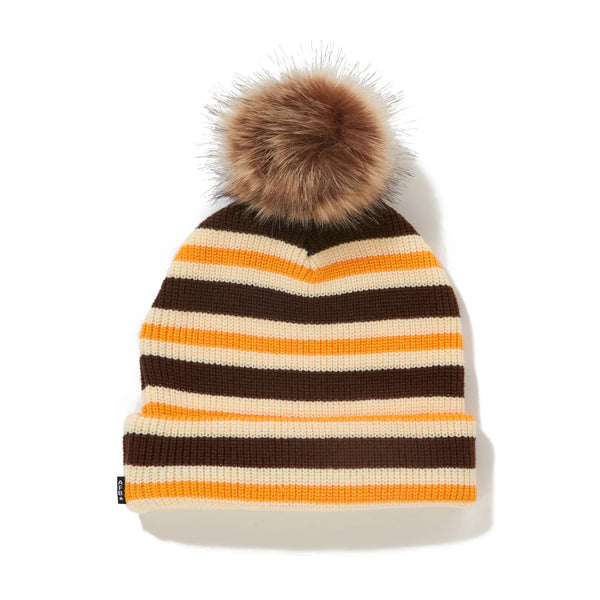 AFB POM POM DOUBLE BEANIE (BROWN)