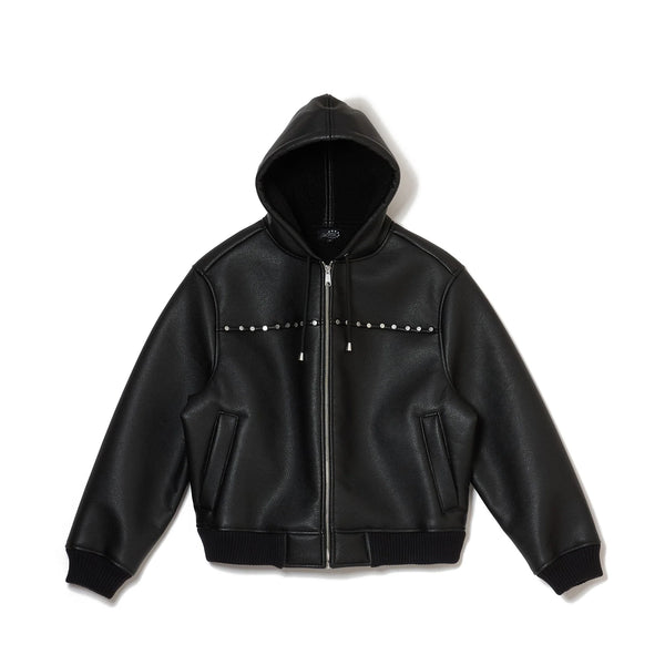 AFB HOODED STUDDED BOMBER (BLACK)