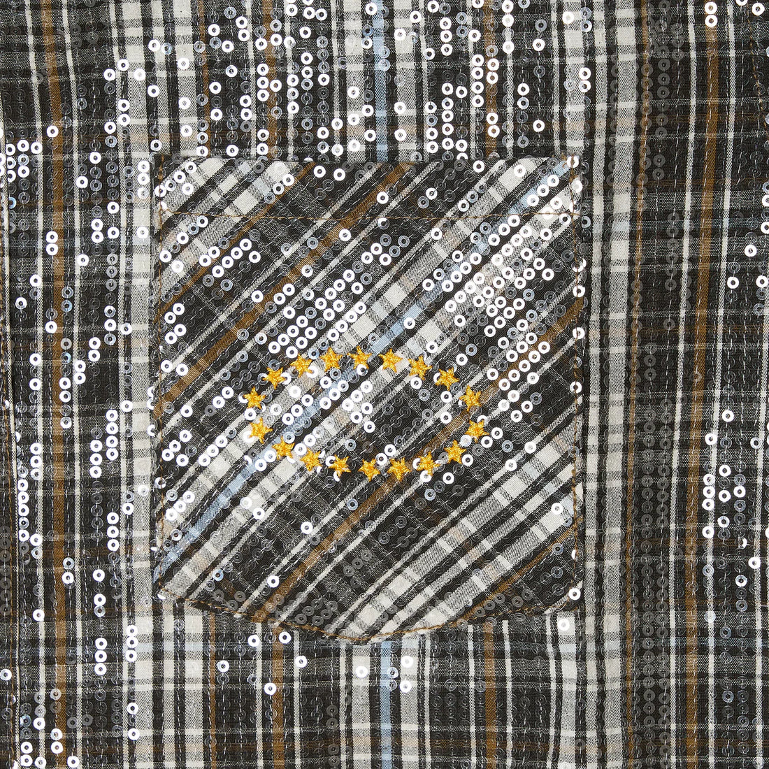 SPANGLE SS SHIRTS (BROWN)