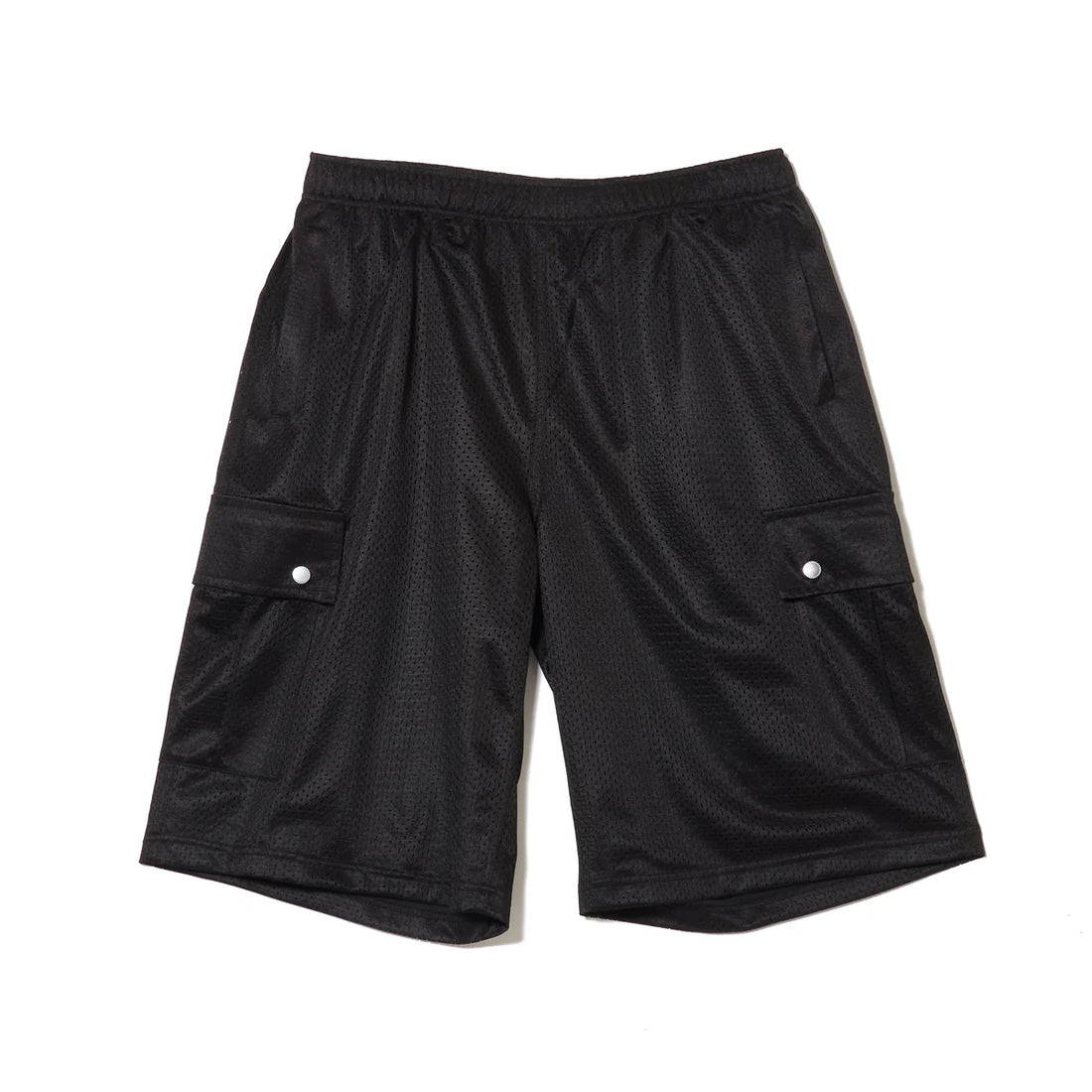 MESH WIDE CARGO SHORTS (BLACK)