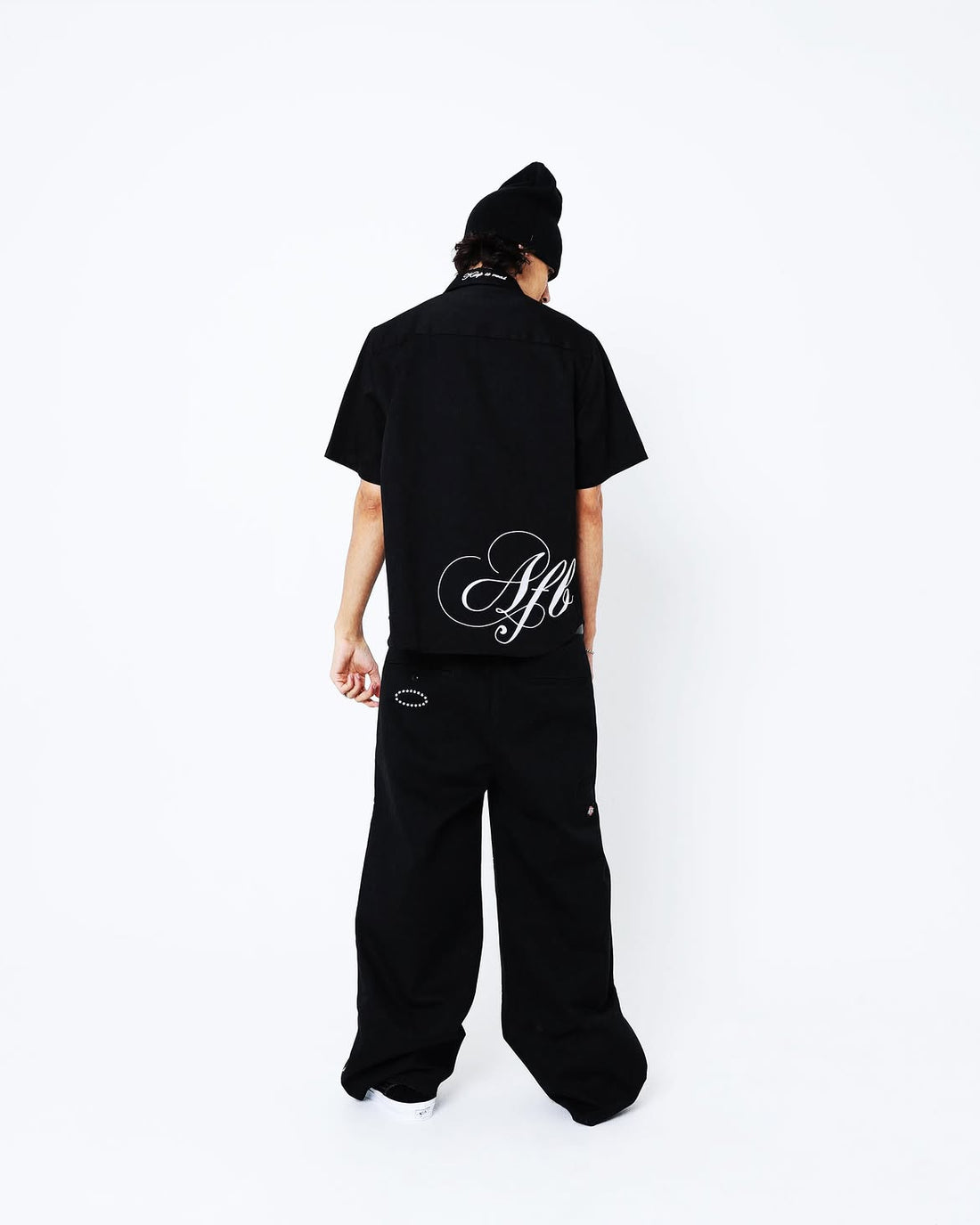 AFB DICKIES STUDDED WIDE PANTS BLACK
