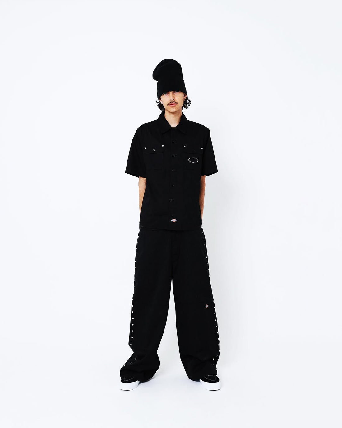 AFB DICKIES STUDDED WIDE PANTS BLACK