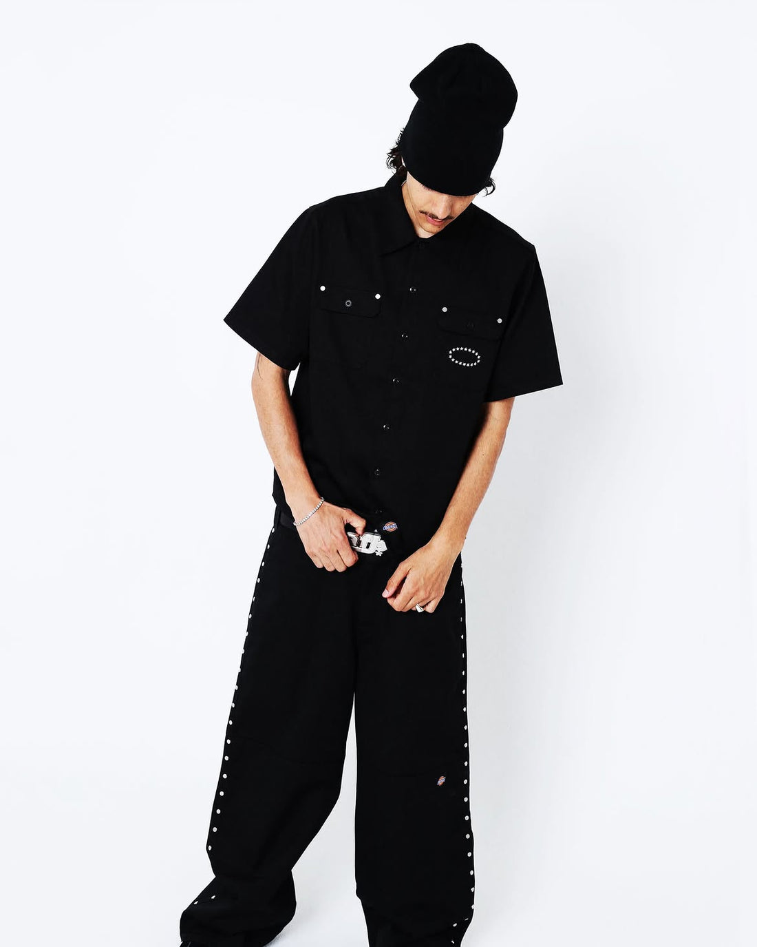 AFB DICKIES STUDDED WIDE PANTS BLACK