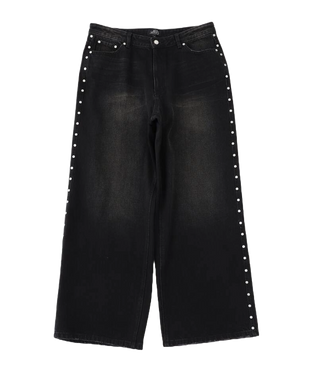 AFB SUPER BAGGY STUDDED PANTS (BLACK)