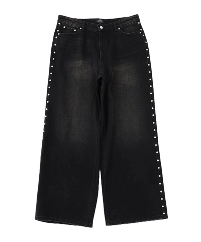 AFB SUPER BAGGY STUDDED PANTS (BLACK)