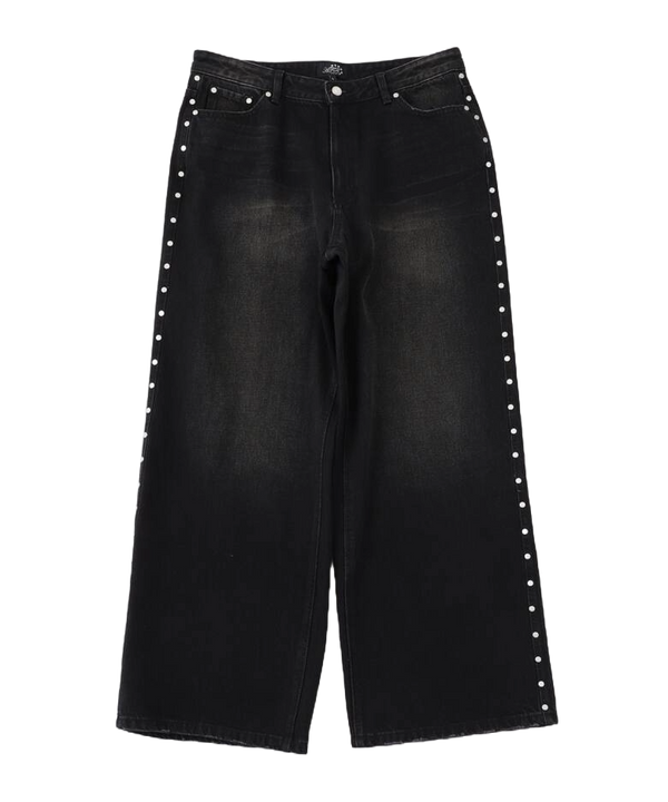 AFB SUPER BAGGY STUDDED PANTS (BLACK)