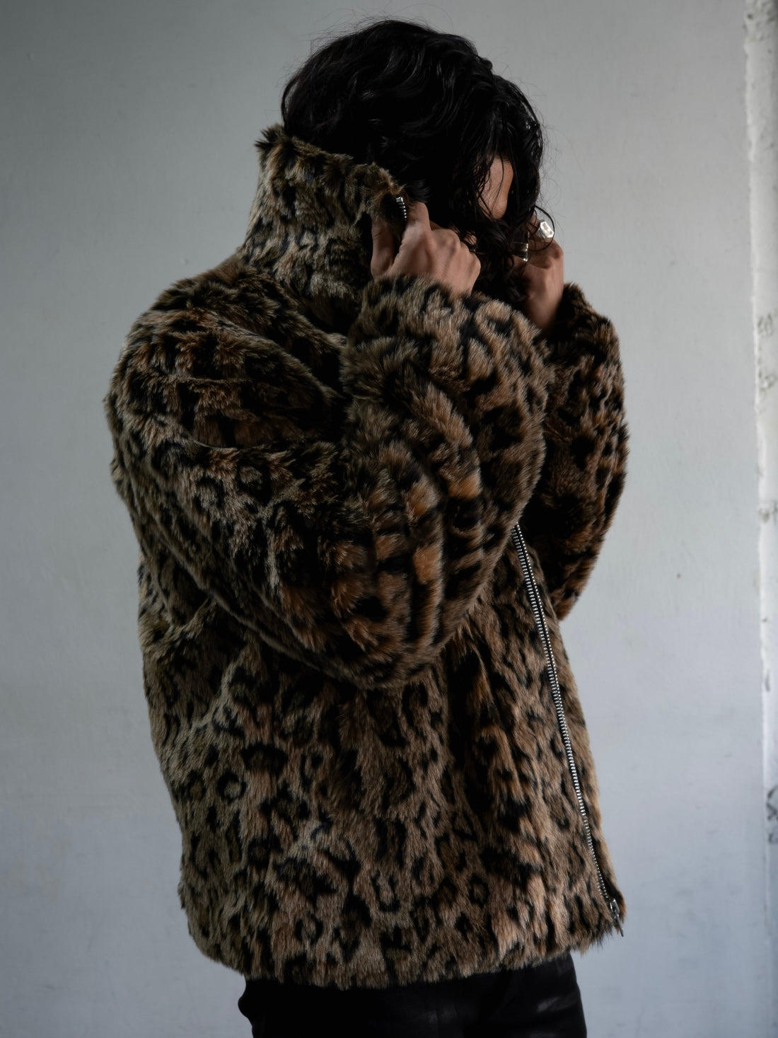 NO MASS PROD. HIGH COLLAR LEOPARD JACKET