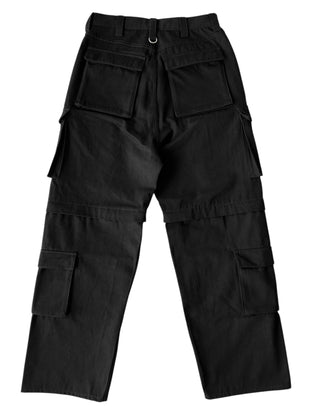 NO MASS PROD. 015RAW 2WAY CARGO BAGGY JEANS (BLACK)