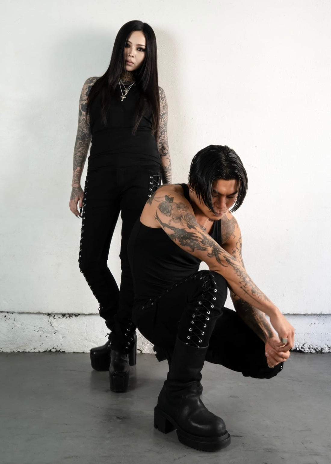 NO MASS PROD. 013GLM LACEDUP SKINNY JEANS