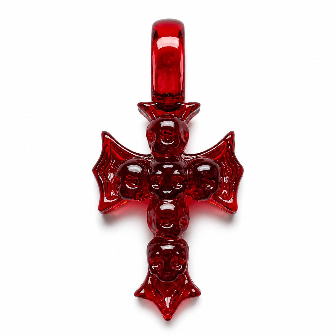 EL CROSS SKULL PENDANT (RED)