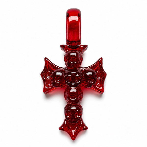 EL CROSS SKULL PENDANT (RED)