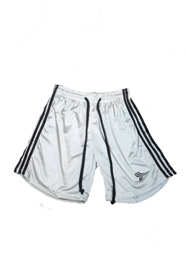 Yori Sport ヨリ スポーツ 5ストライプ バスケ ショーツ927O▲ YORI SPORT 5 STRIPE MESH SHORTS (GREY/BLACK) – H4LO