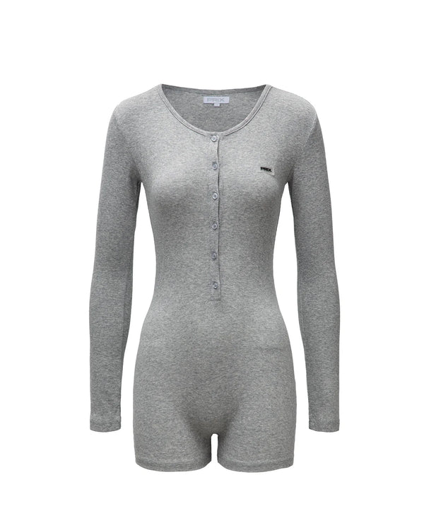 PRIX KIO RIBBED HENLEY TEDDY HEATHER GREY