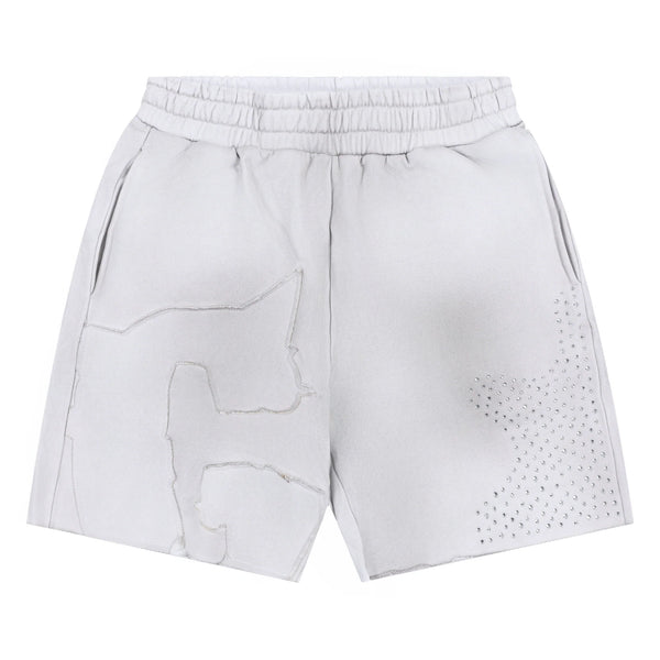 GLO GANG Rhinestone Shorts (Dirty White)