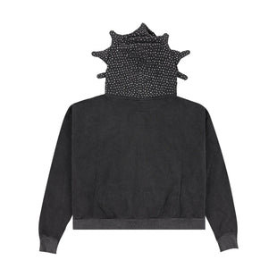 GLO GANG GG Rhinestone Full Zip Hoodie (Vintage Wash Black)