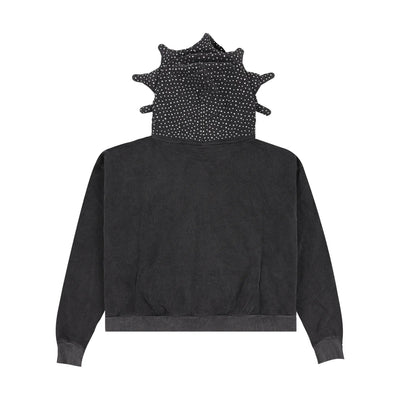 GLO GANG GG Rhinestone Full Zip Hoodie (Vintage Wash Black)
