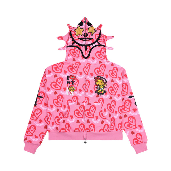 GLO GANG I Heart Glo Full Zip Hoodie (Pink)