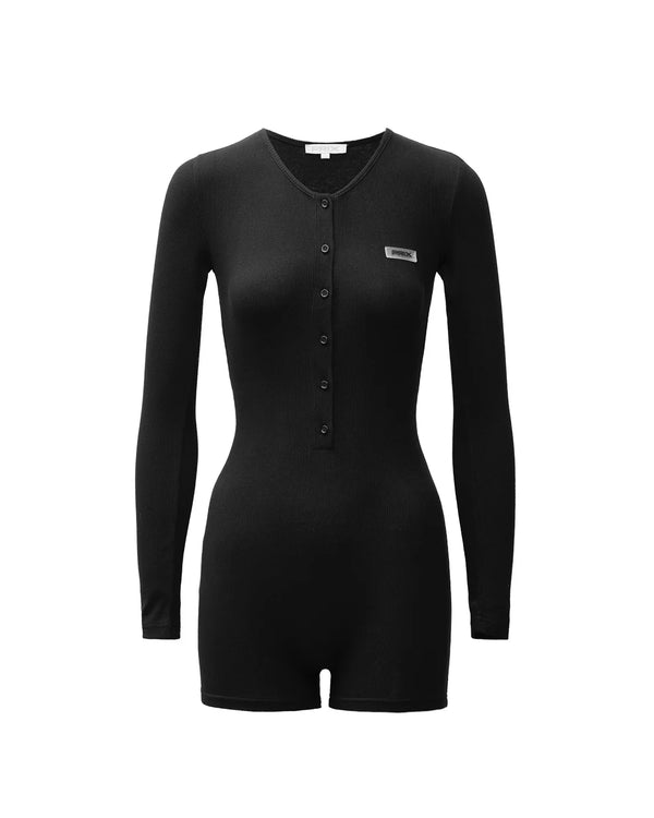 PRIX KIO RIBBED HENLEY TEDDY BLACK