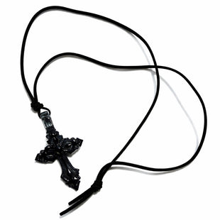 HEM MINI LEATHER CORD NECKLACE (BLACK)