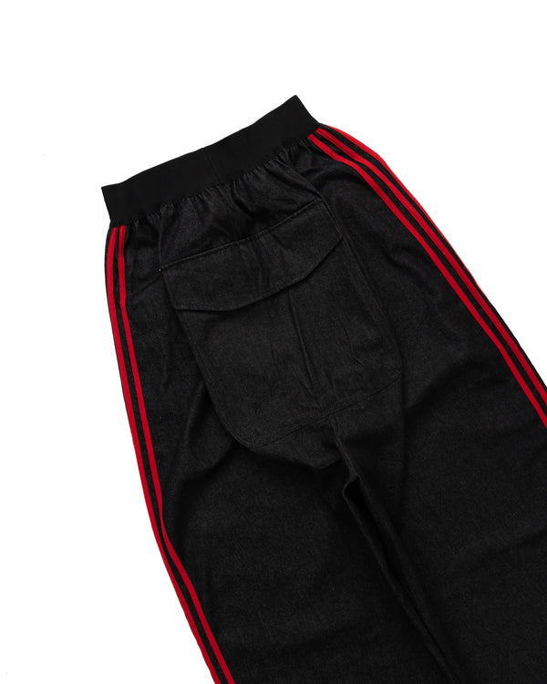 YORI SPORT 5 STRIPE ELASTIC DENIM (BLACK / RED)