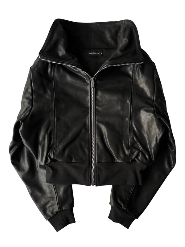 HIGH COLLAR LEATHER JACKET