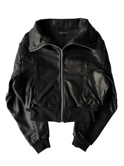 HIGH COLLAR LEATHER JACKET