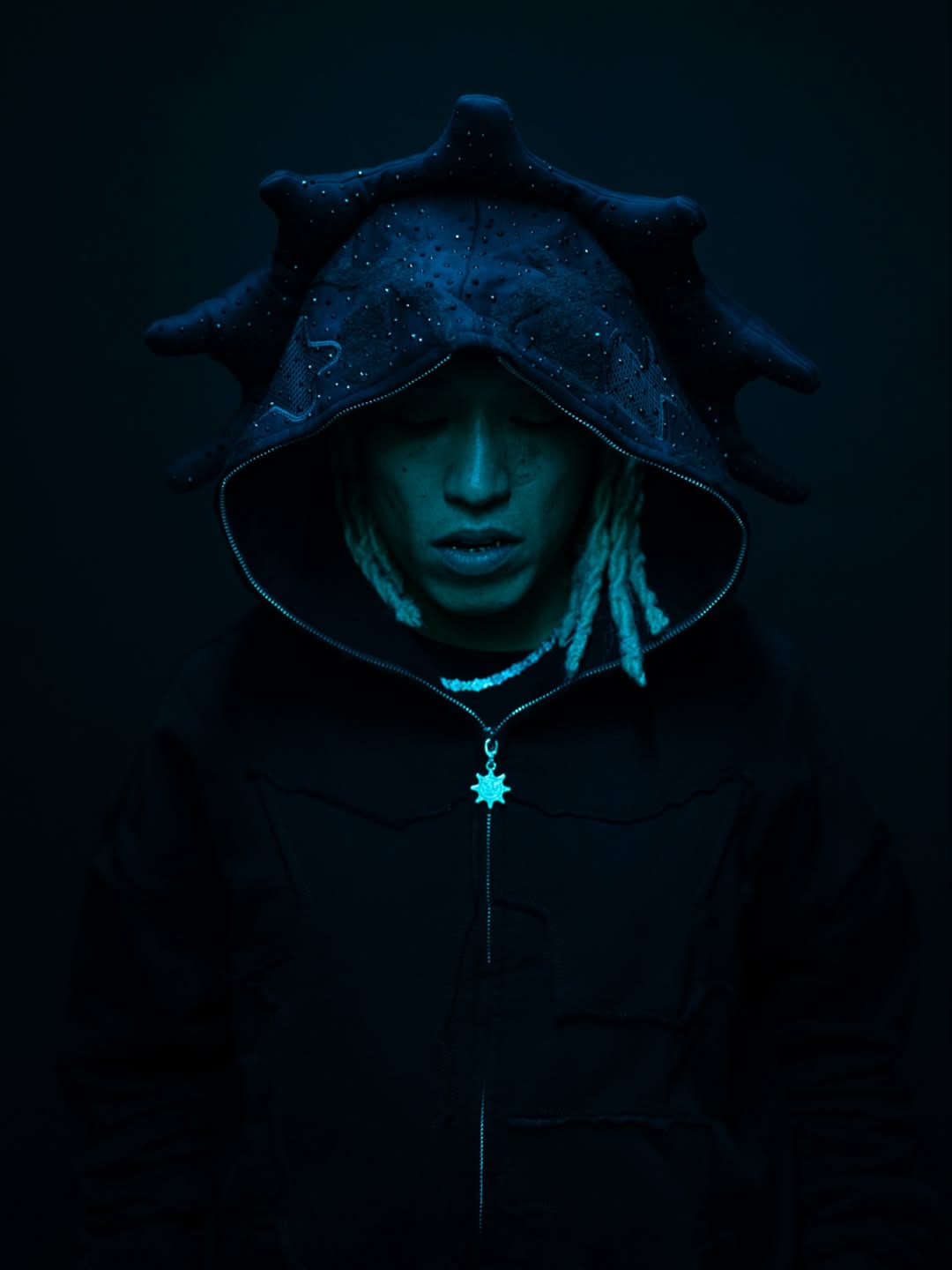 GLO GANG Blackout Rhinestone Hoodie (Black)