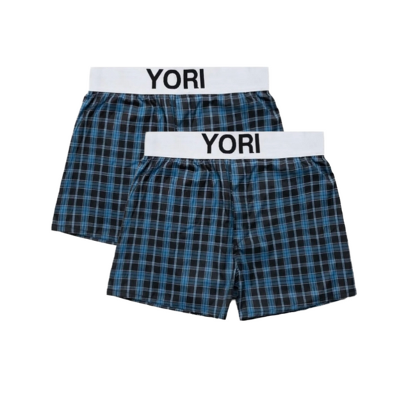 YORI SPORT BLUE CHECK BOXERS (2 PACK)