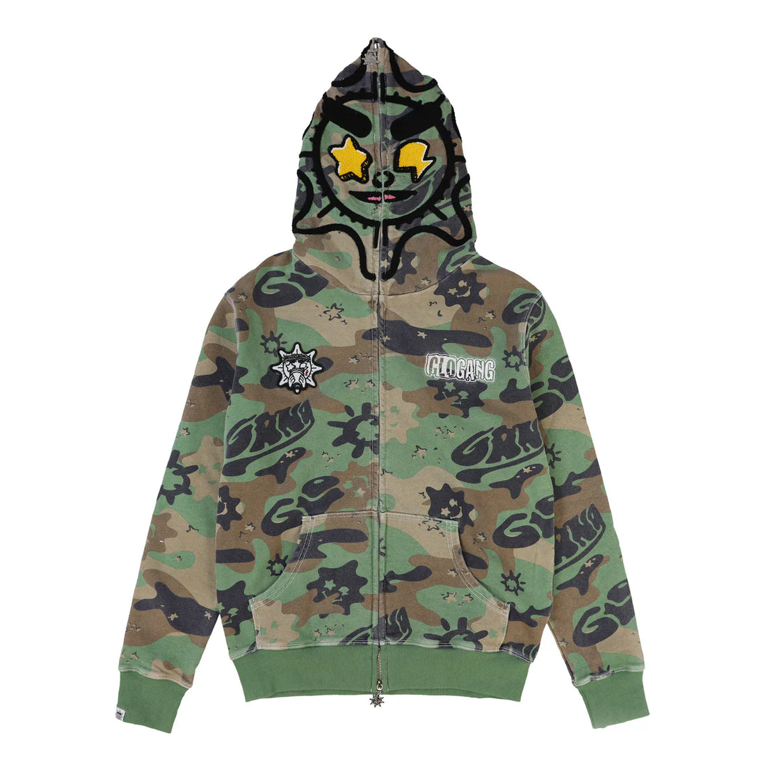 GLO GANG The Glory Full Zip Hoodie (Green Wash Camo)