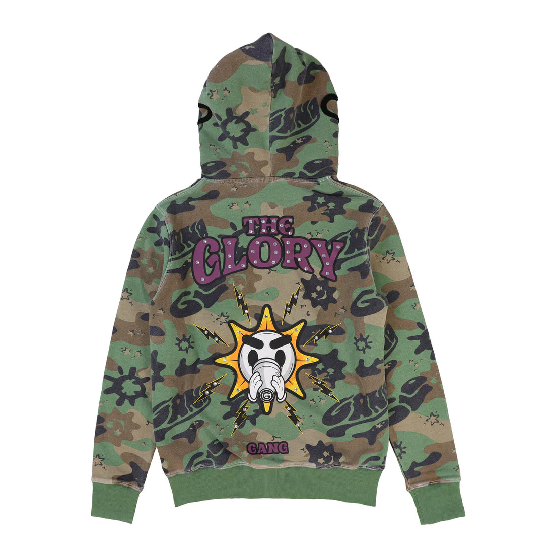 GLO GANG The Glory Full Zip Hoodie (Green Wash Camo)