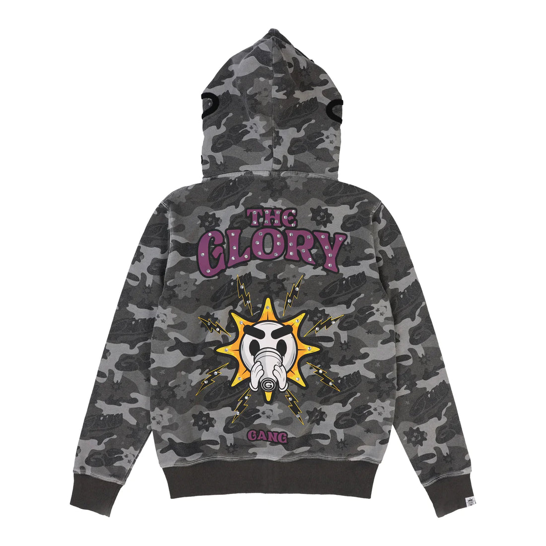 GLO GANG The Glory Full Zip Hoodie (Grey Wash Camo)