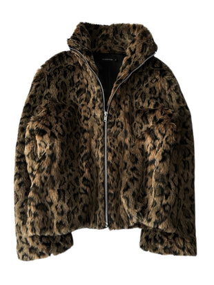 NO MASS PROD. HIGH COLLAR LEOPARD JACKET