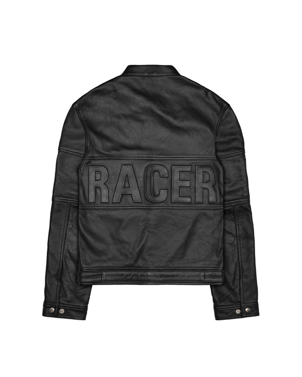 Racer Worldwide Embossed Leather Jacket (Black)