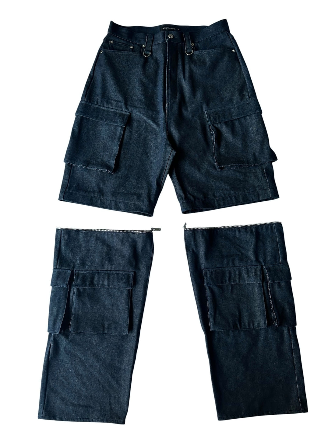NO MASS PROD. 015RAW 2WAY CARGO BAGGY JEANS (INDIGO)